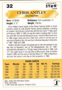 1991 Jockey Star Jockeys #32 Chris Antley Back